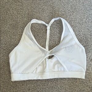 Gymshark White Racerback Sports Bra with Front Keyhole